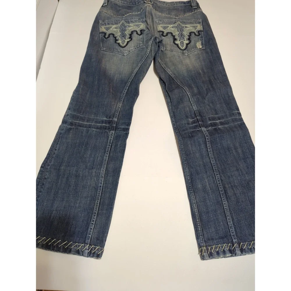 Antik Denim Jeans Mens 33 Medium Wash Distressed Y2K Streetwear Wide leg